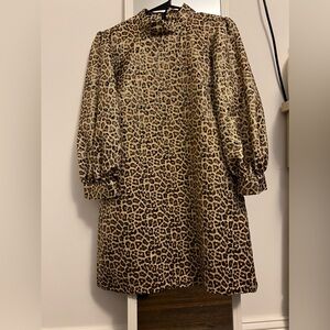 Zara mini gold sparkle cheetah dress